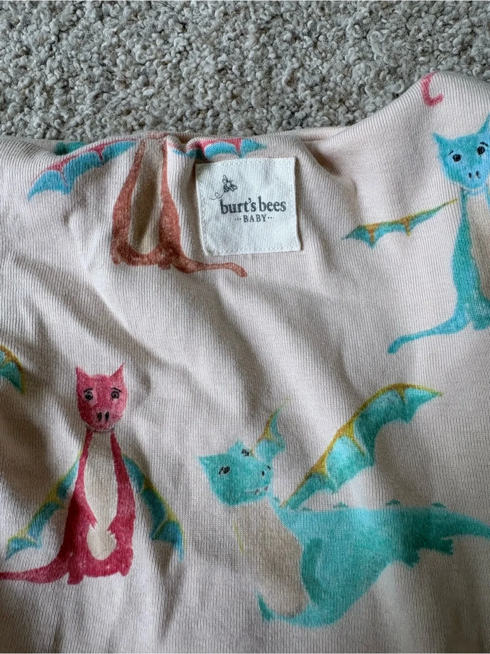 Burt’s Bees Baby 18M Pajamas Long Sleeve Top And Bottoms Dragons